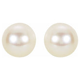 14K White 6 mm Cultured White Akoya Pearl Earrings